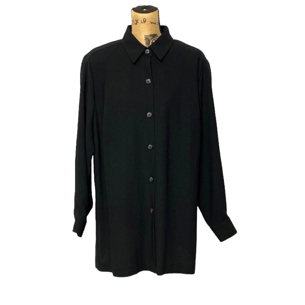 Black Button Closure Shoulder Pads Blazer 16